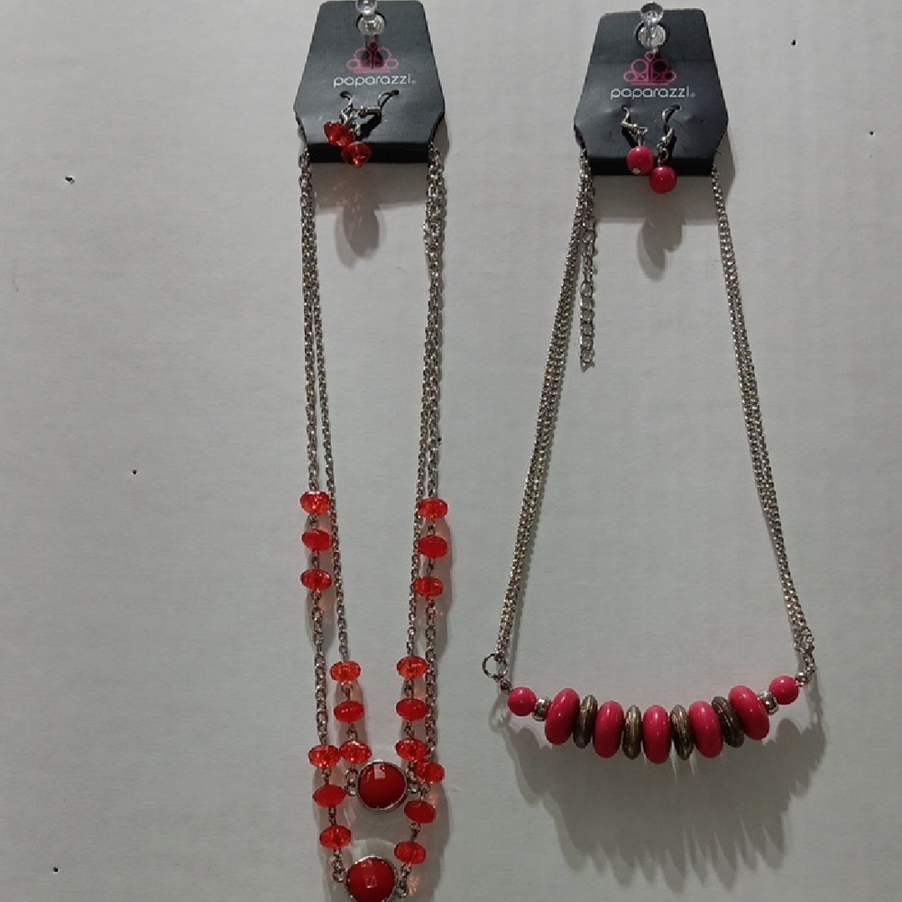 Paparazzi Vibrant Red and Pink Necklace Set